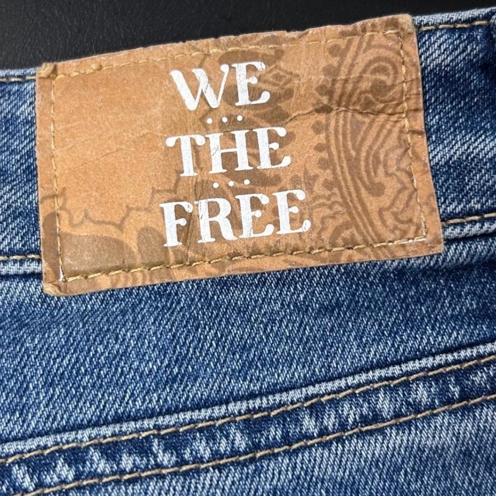 Boho‎ We The Free CRVY High Rise Flare Jeans 33 70s Retro Blue Denim